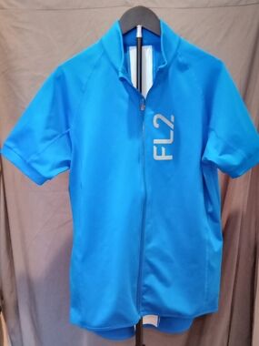Fabletics FL2 Poise Bright Blue Short Sleeve Cycling Jersey Men's Size L-XL